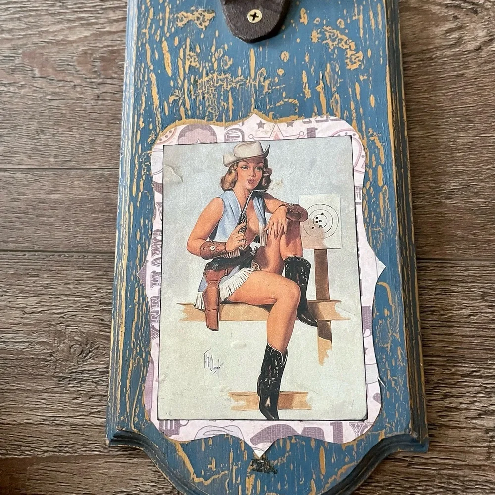 Vintage Blue Wall Mounted Bottle Opener